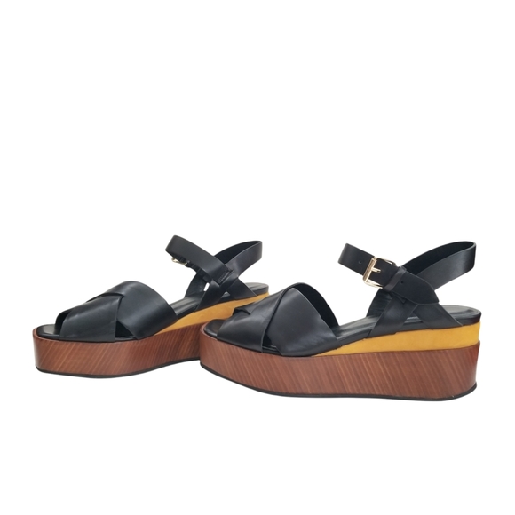 Paul Smith Black Platform Sandals Cross Over Slingback Open Toe Sandals 6.5 - Picture 1 of 15